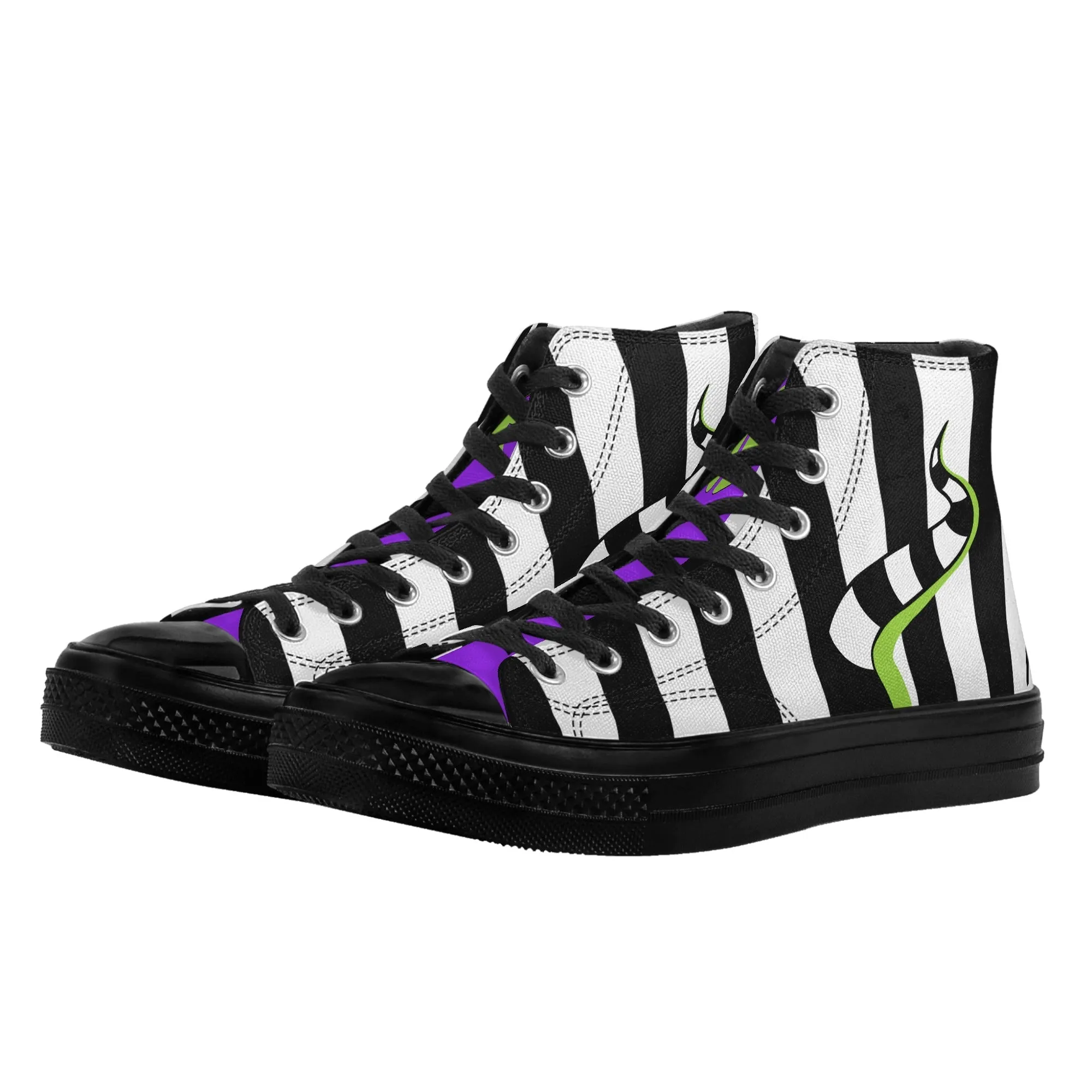 Beetlejuice & Sandworm High Top Canvas Sneakers (Women's sizes)