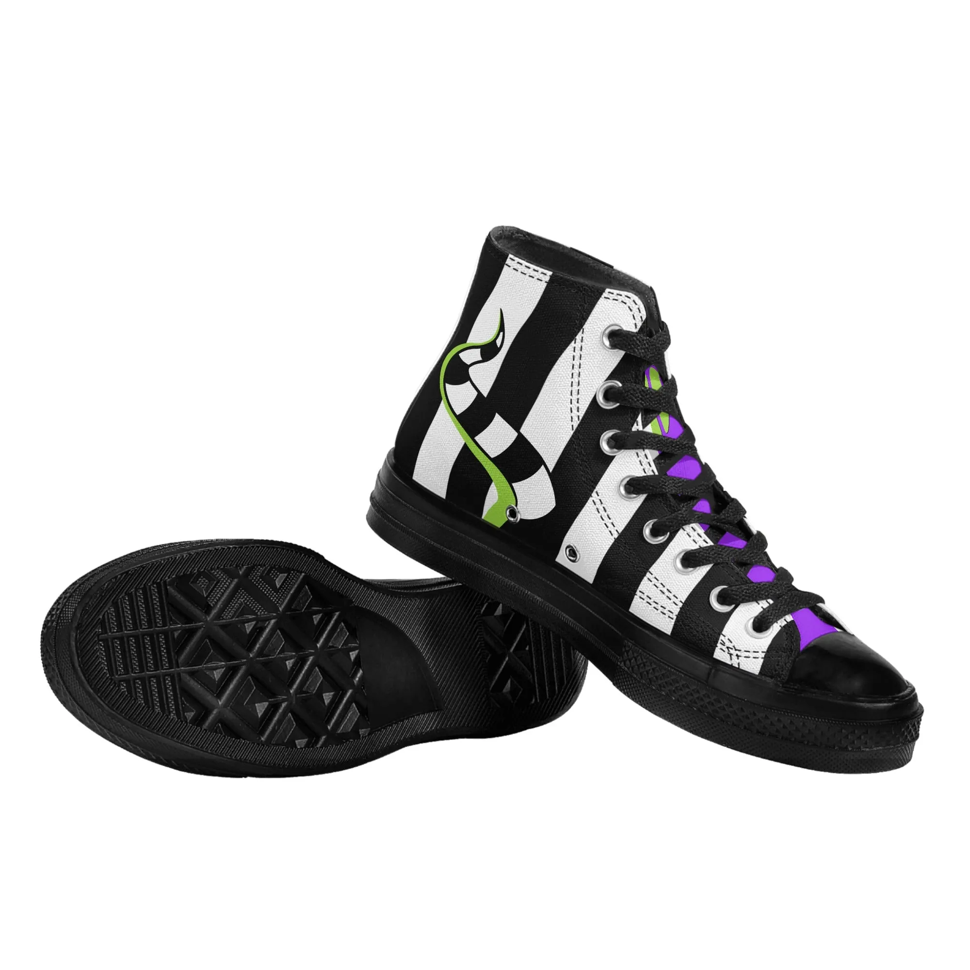 Beetlejuice & Sandworm High Top Canvas Sneakers (Women's sizes)