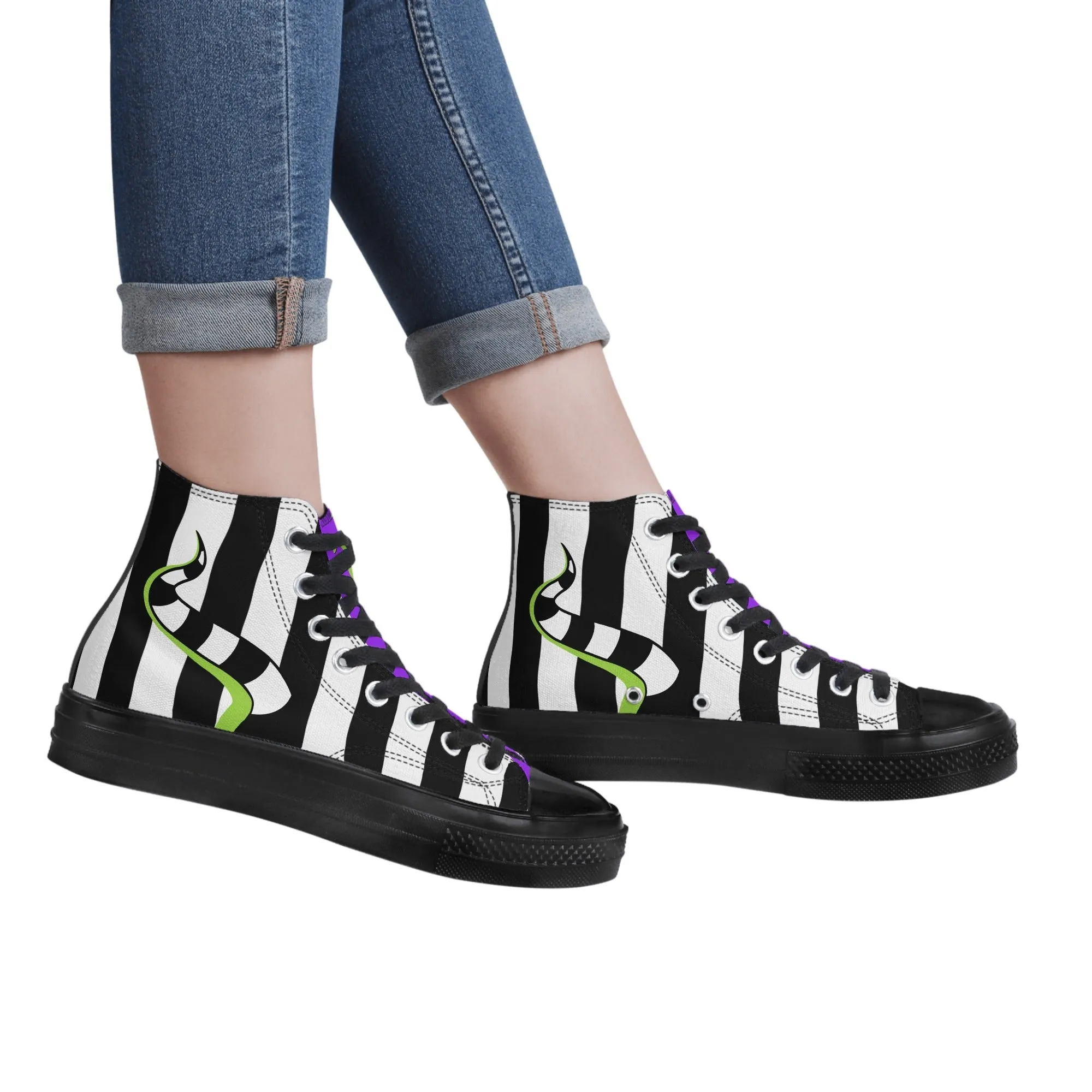 Beetlejuice & Sandworm High Top Canvas Sneakers (Women's sizes)