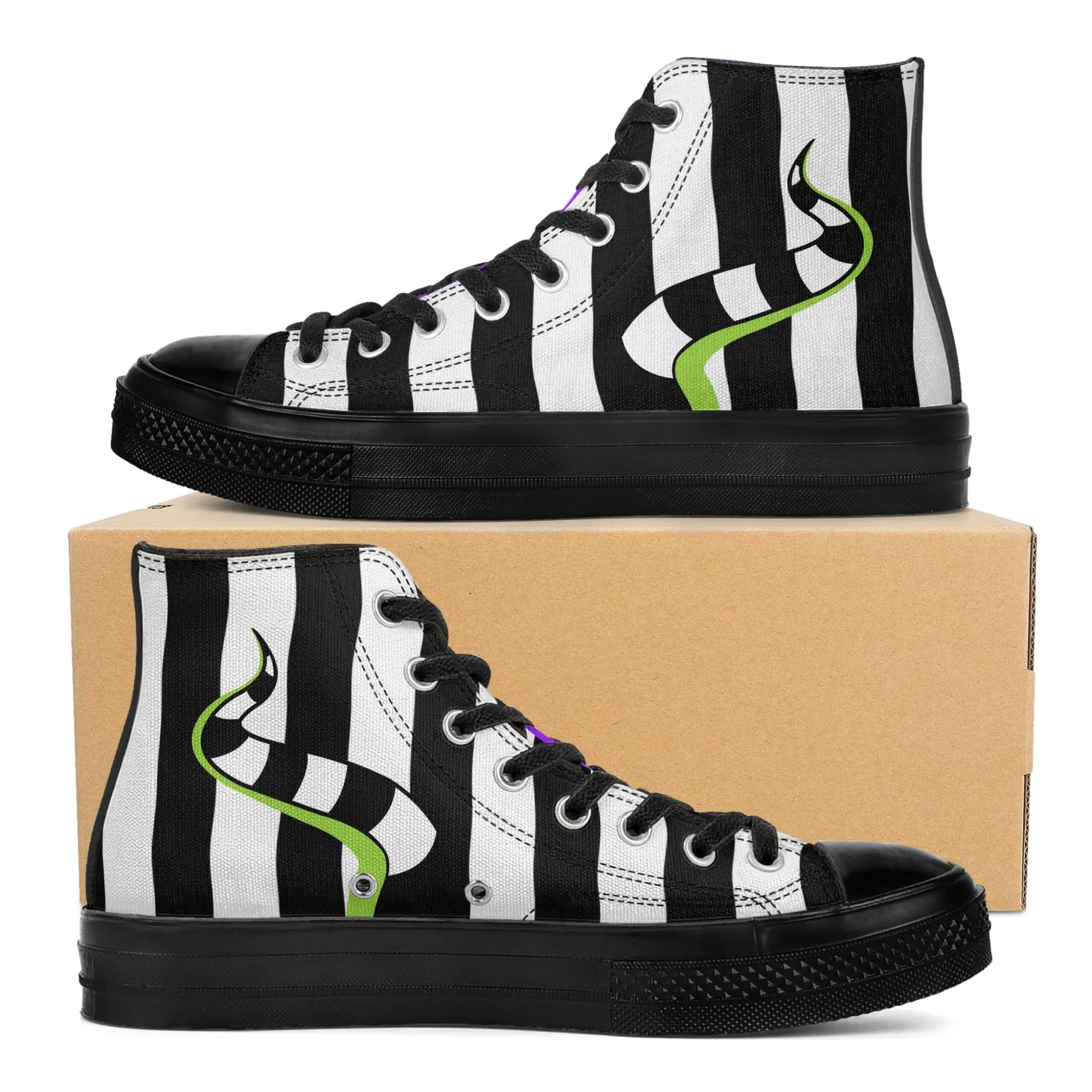 Beetlejuice & Sandworm High Top Canvas Sneakers (Women's sizes)