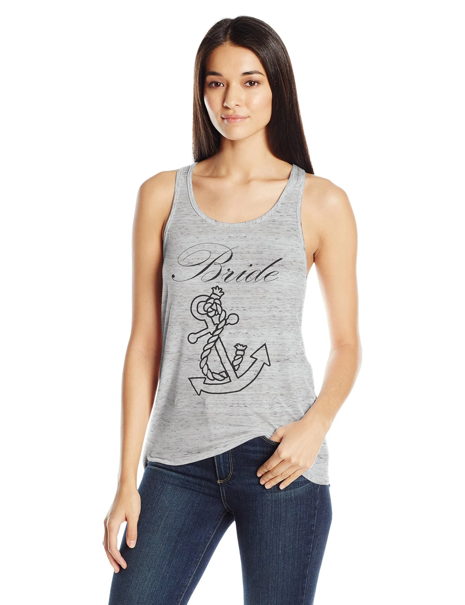 Clementine Women's Petite Plus Bride Anchor Printed Flowy Racerback Tank