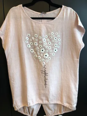 ETERNELLE MADE IN ITALY HEART TSHIRT- WHITE/BLUE/PINK