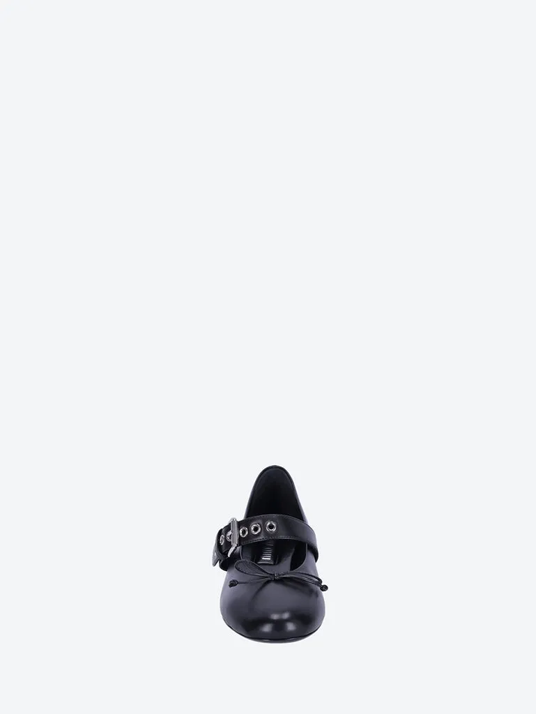Leather heeled ballerinas
