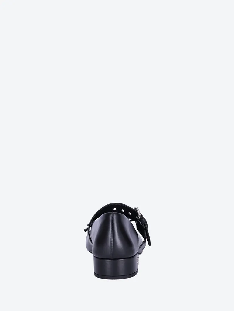 Leather heeled ballerinas