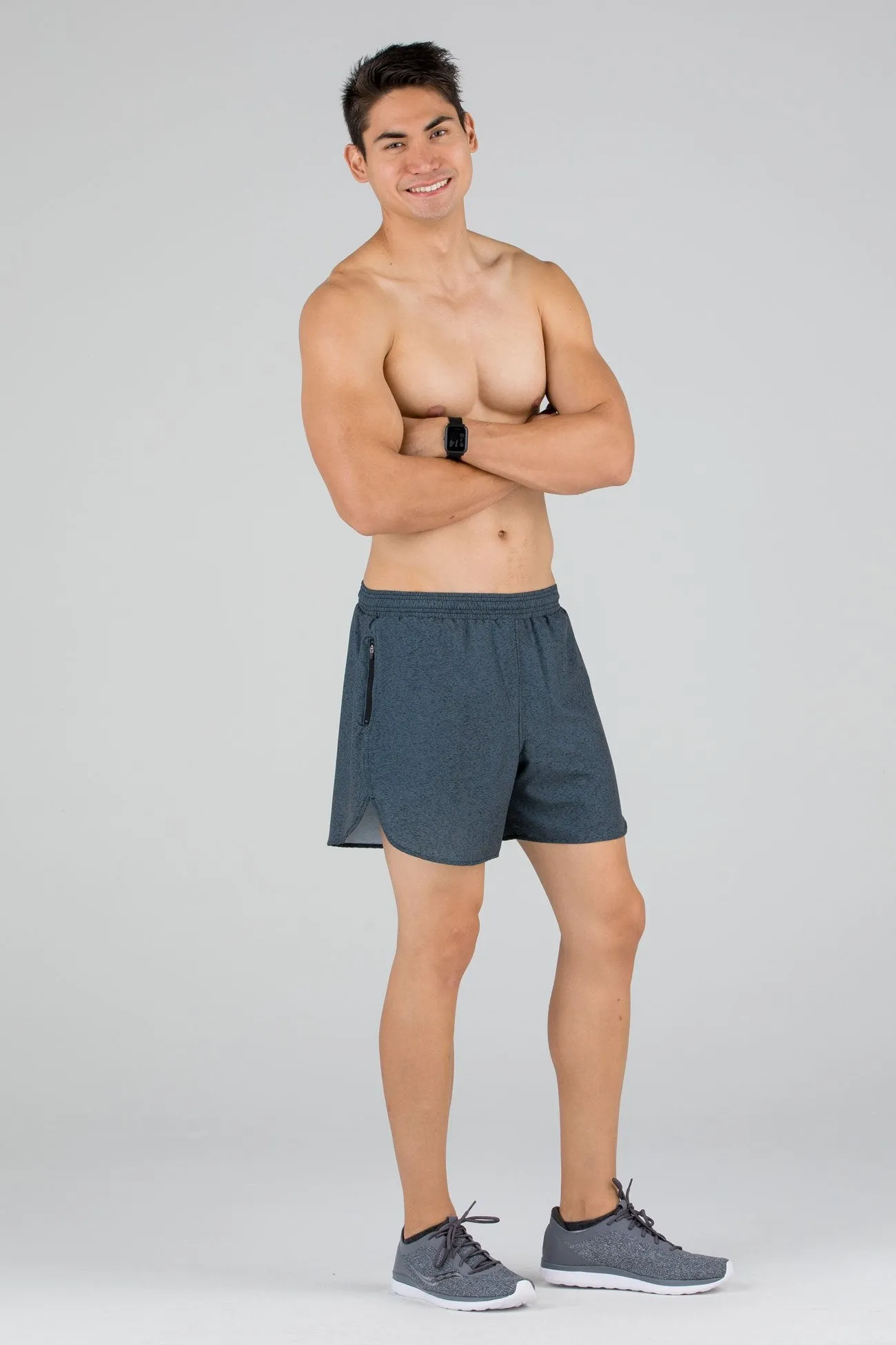 MEN'S STRETCH 5" STRIKER SPLIT RUNNING SHORT - Cypher Titanium/Blk
