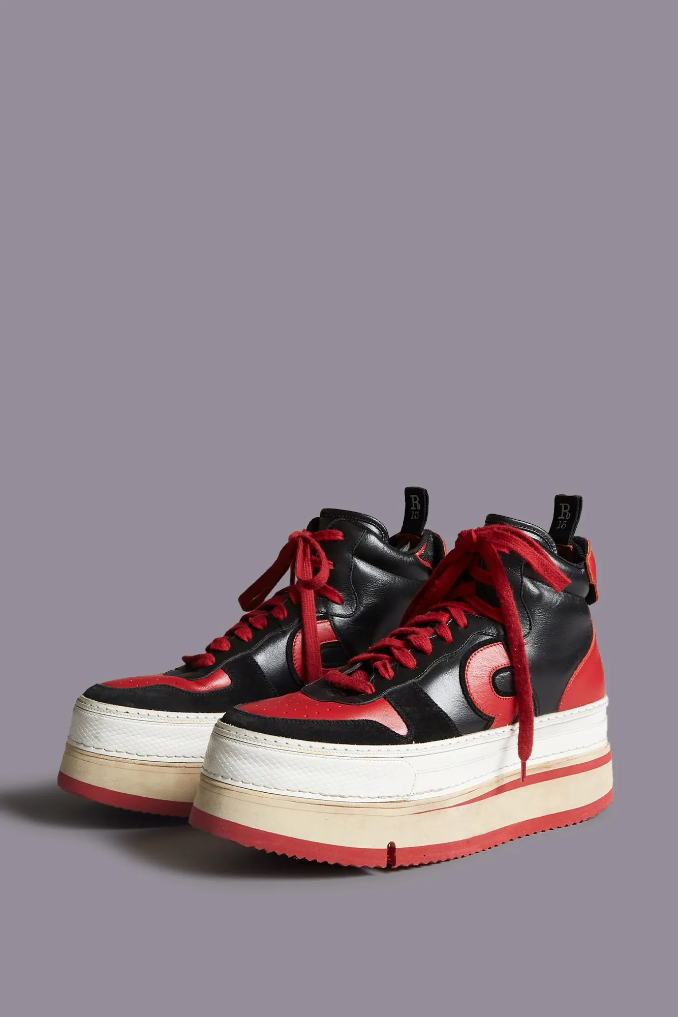 RIOT LEATHER HIGH TOP - RED AND BLACK