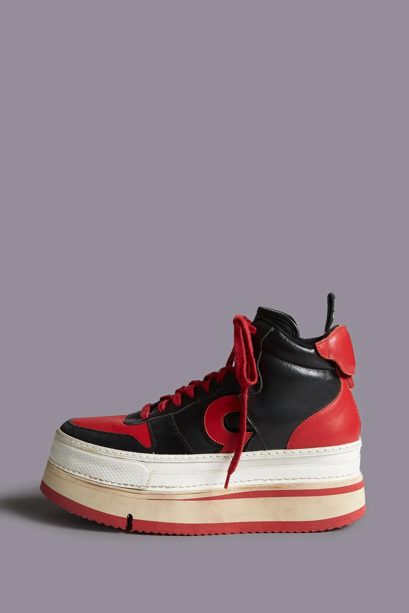 RIOT LEATHER HIGH TOP - RED AND BLACK