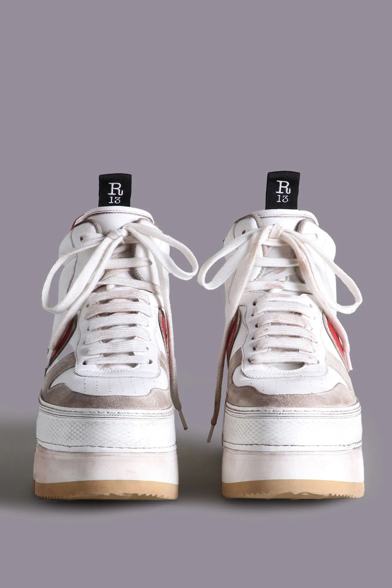 RIOT LEATHER HIGH TOP - RED AND WHITE