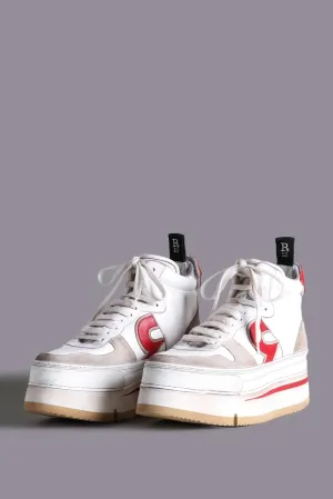 RIOT LEATHER HIGH TOP - RED AND WHITE