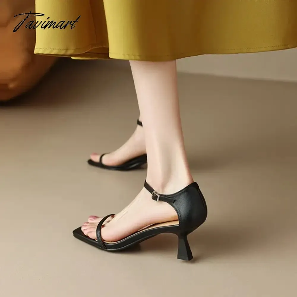 TAVIMART -  Summer Women Shoes Genuine Leather High Heels Party Shoes Sexy Women Sandals Thin Heel Shoes for Women sandálias femininas