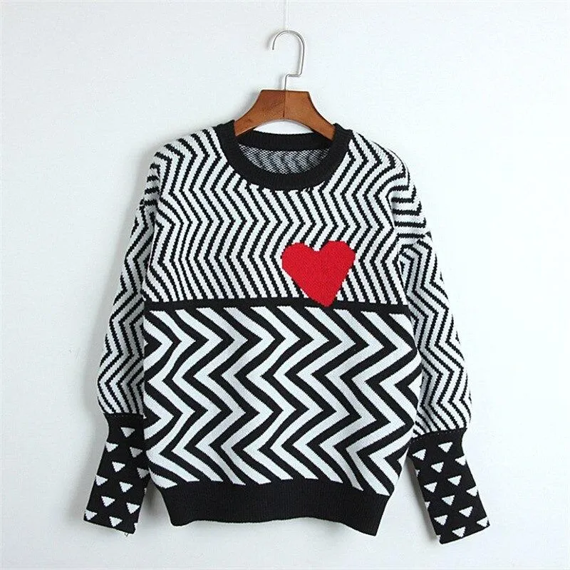Thick Chevron Pattern Valentine Sweater