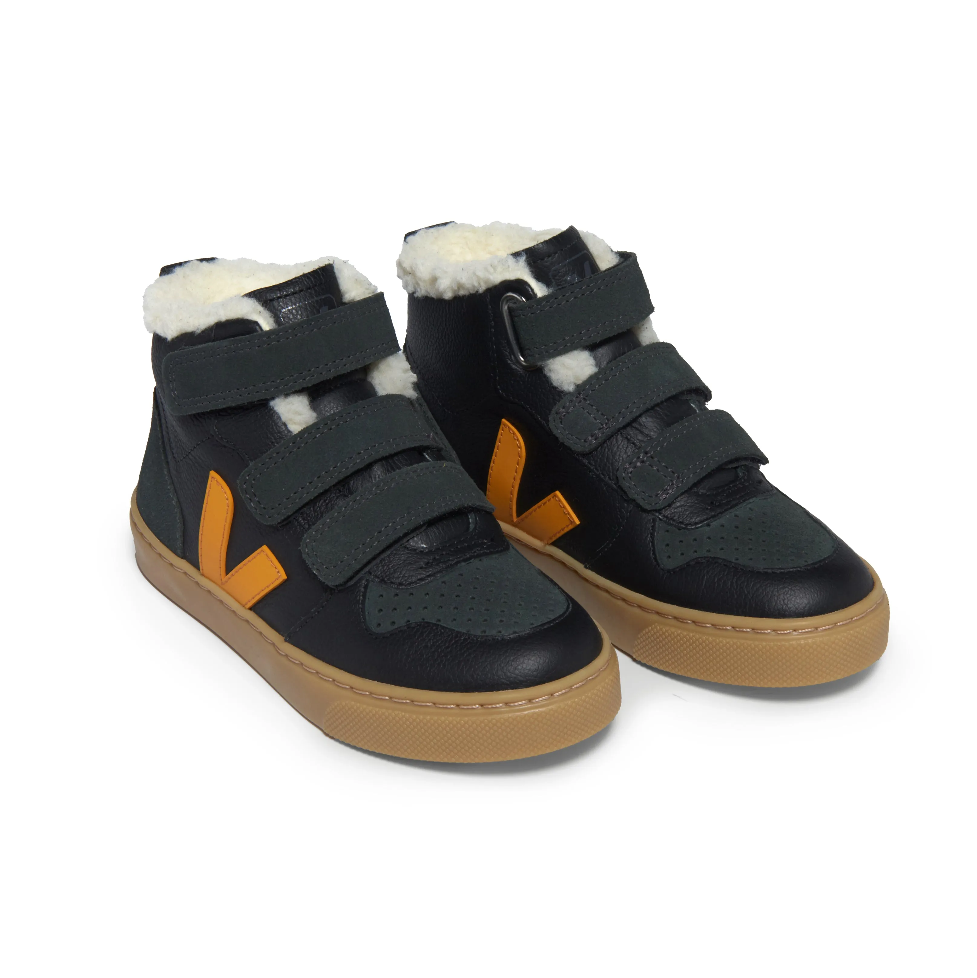 VEJA V-10 Winter Fleece High-Top Sneakers - Graphite