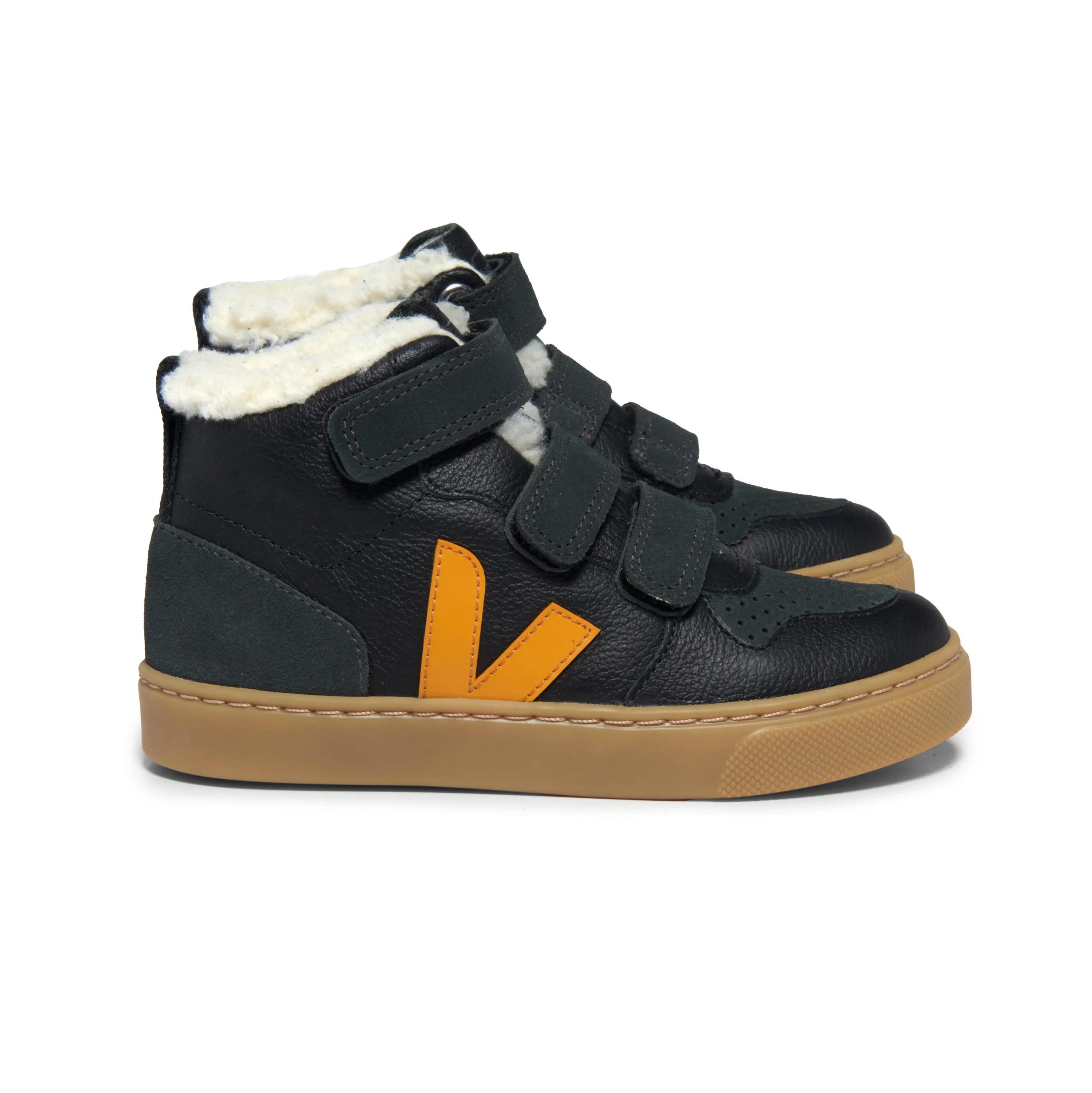 VEJA V-10 Winter Fleece High-Top Sneakers - Graphite